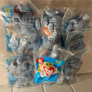 90s Ty Teenie Beanie Babies McDonalds happy meal toy 7 blue Elephant Peanut LOT